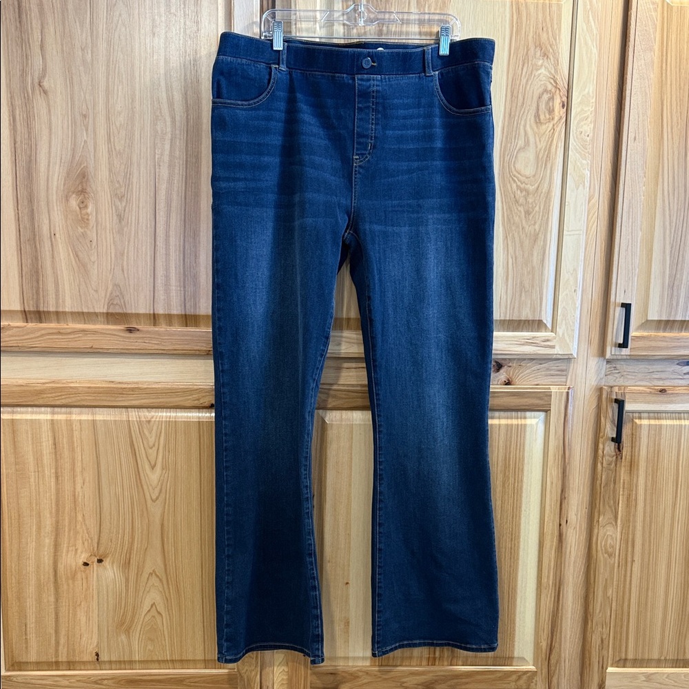 Betabrand Yoga Denim Classy Dark Blue Pull On Stretch Boot Cut Plus Size XXL